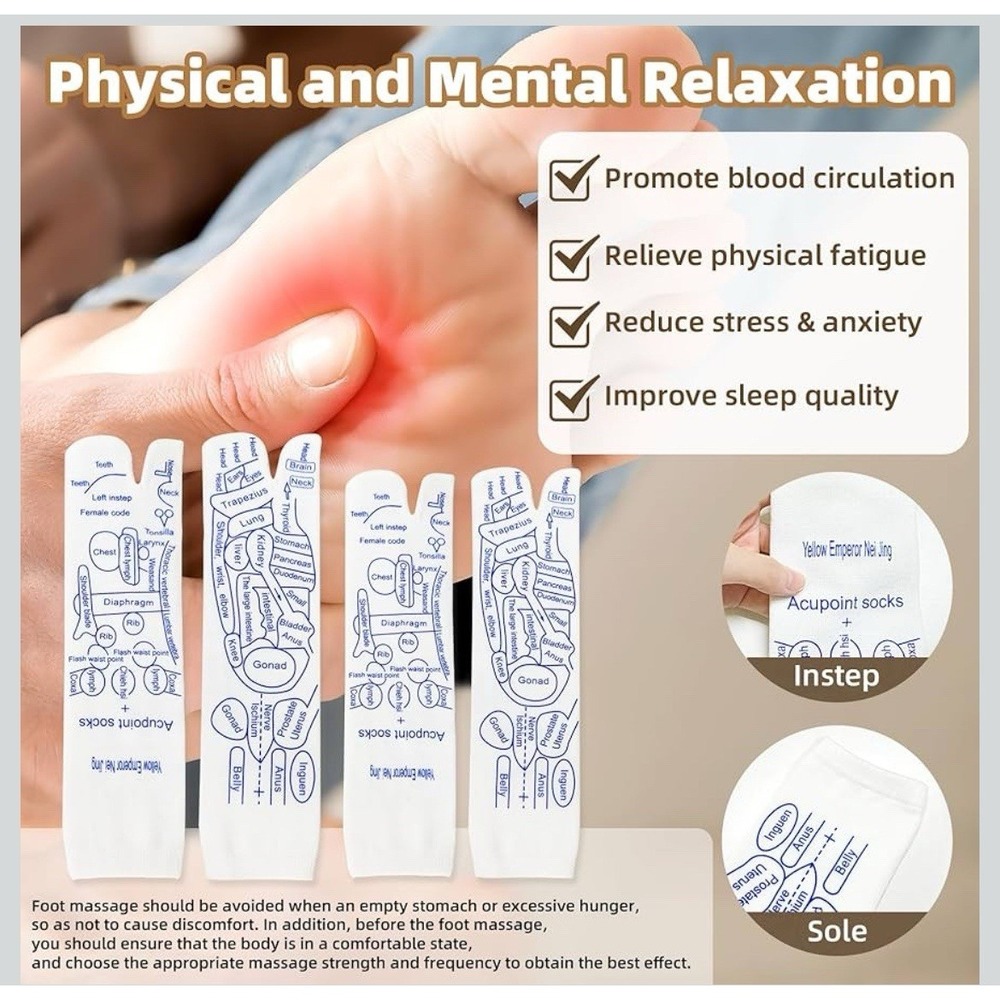 Reflexology Socks and 4pc Resin Massage Tool Set with Storage Bag Health New - Picture 3 of 9